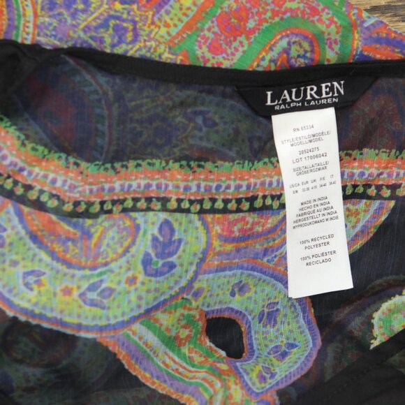 NWT Lauren Ralph Lauren Parder Poncho Swim Cover Up Bordado Paisley Black S/M - Picture 8 of 8